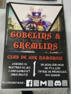 Affiche du club de jeux de role namurois : Gobelins et gremelins