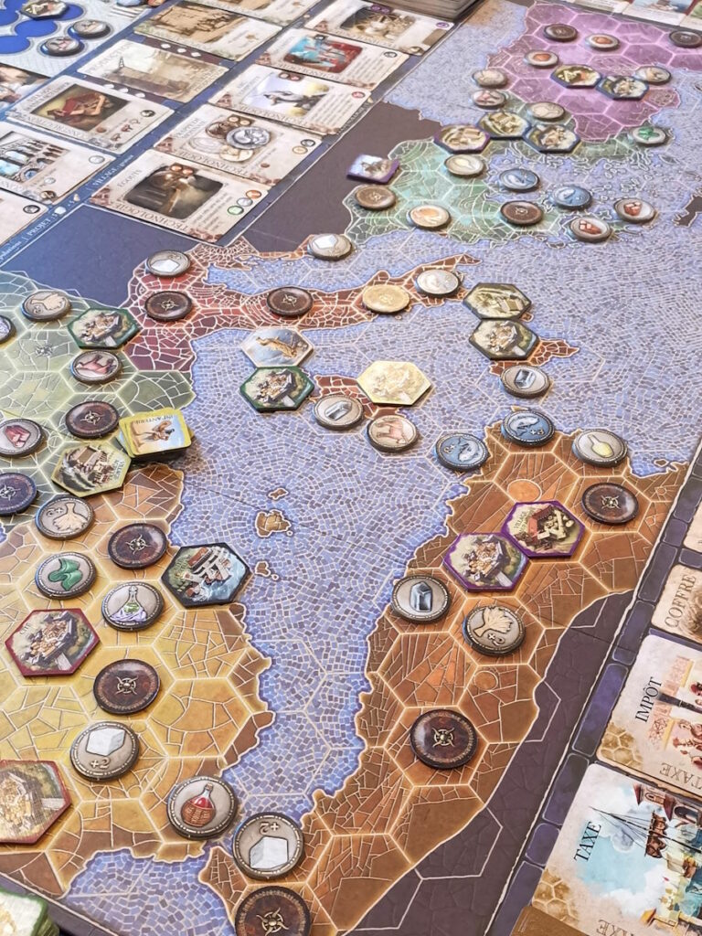 Le plateau de jeu de Mosaïc : Chroniques d'une civilisation