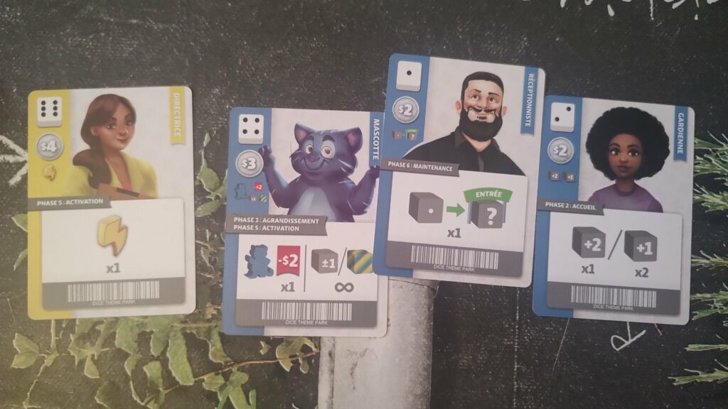 Les cartes employés sur Dice Theme Park
