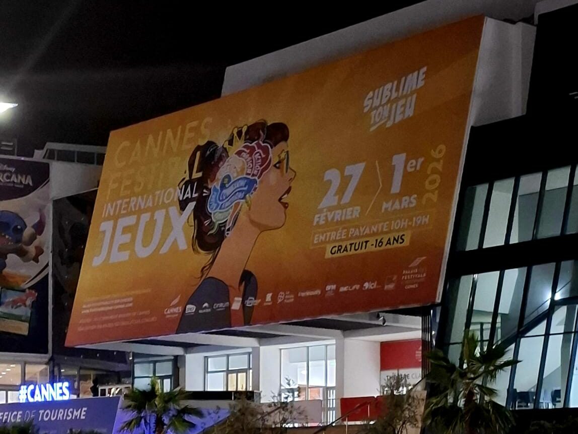 Bannière d'accueil du Festival International des Jeux de Cannes 2026.
