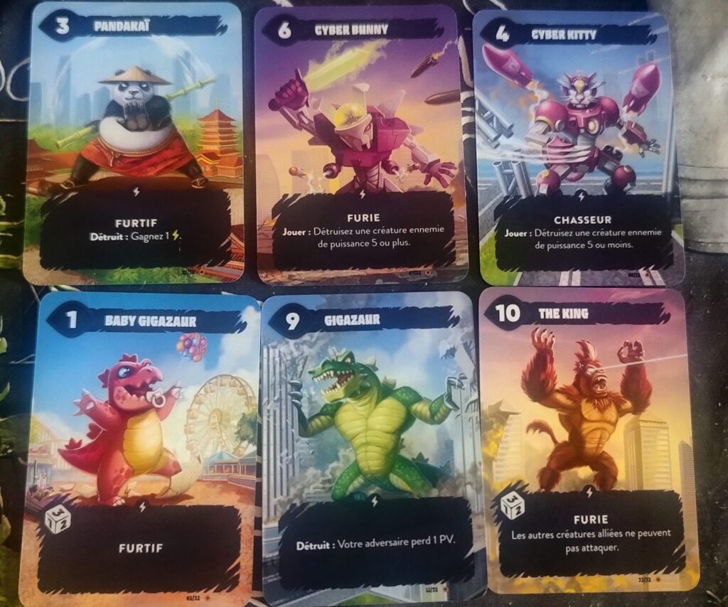 Mindbug king od tokyo, les cartes